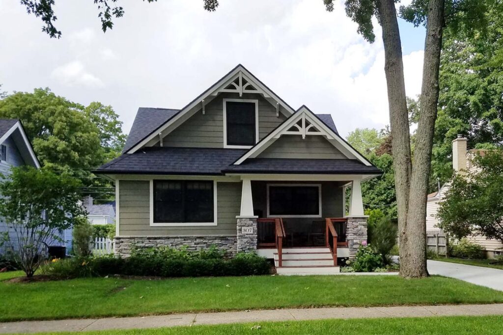 307 Linwood-Olive green craftsman house.