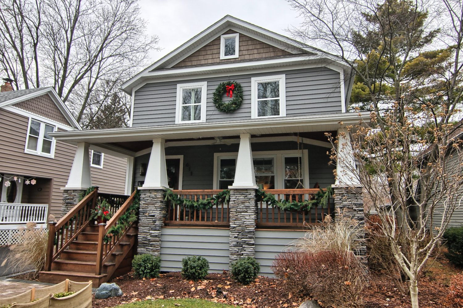 611 Wilcox St.-Gray home with stone porch2